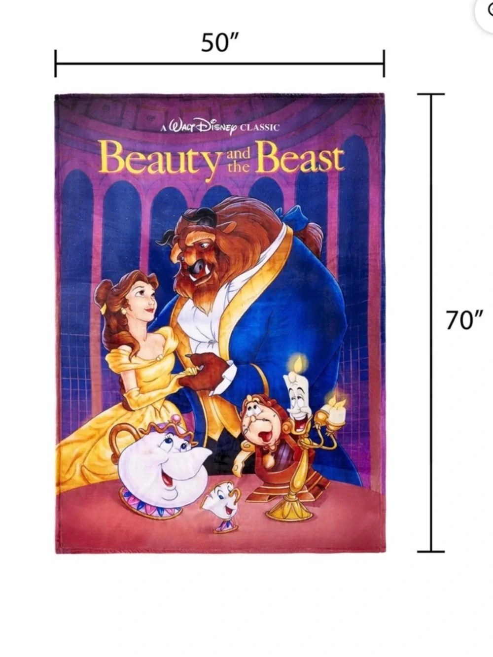 Beauty and the Beast Disney Classic VHS Boxed Silk Touch Throw, Collectible
